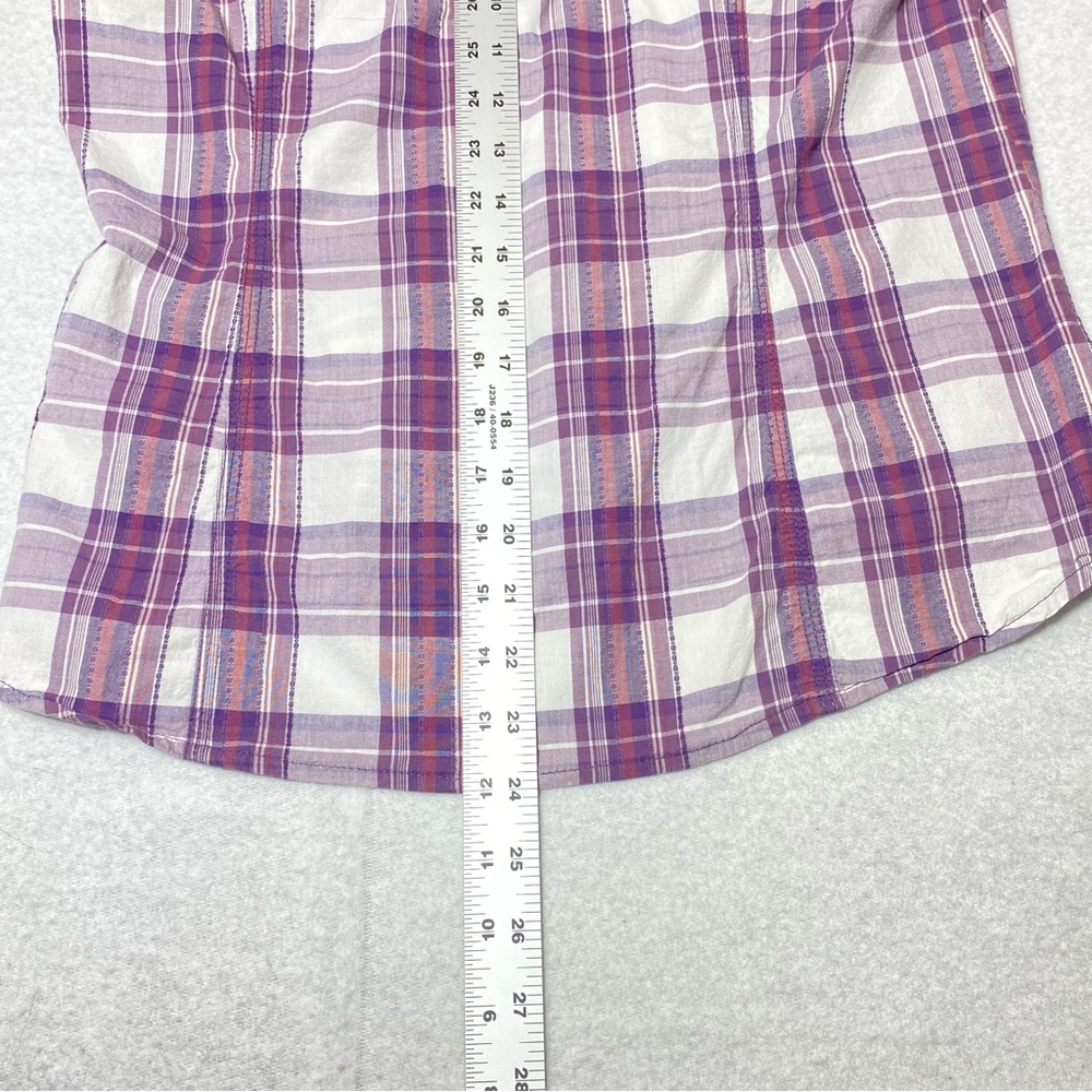 Sonoma Life Style Women's L Purple Plaid Flannel Button Up Collared Long Sleeve - Picture 14 of 15